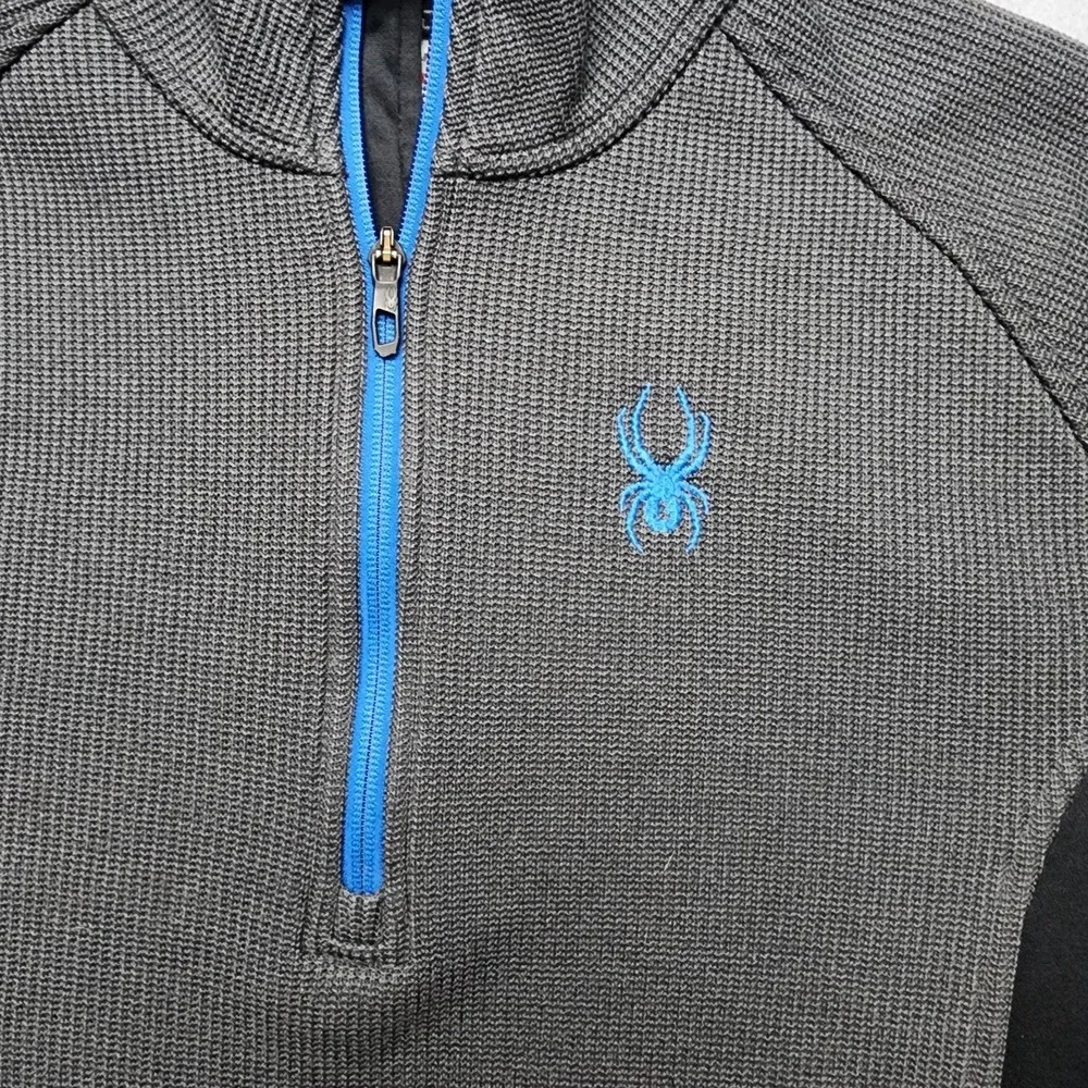 Spyder Quarter Zip Pullover Jacket Gray Black Blue Logo Fleece Lined Men's...